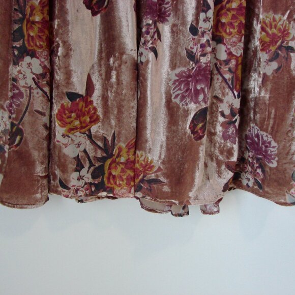 Velvet Floral Mini Dress Floral Boho Babydoll V-neck Burn Out Flowy Size Small - Picture 9 of 14